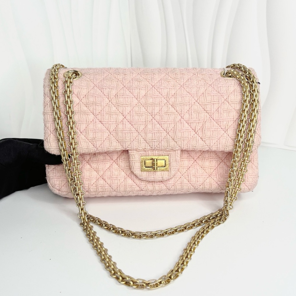 Chanel Reissue 2.55 Flap Bag Quilted Tweed 225 Pink